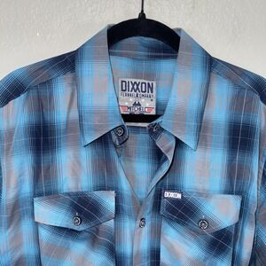DIXXON Flannel Co Mitchell Short Sleeve Bamboo Shirt Medium Air Force Blue Plaid